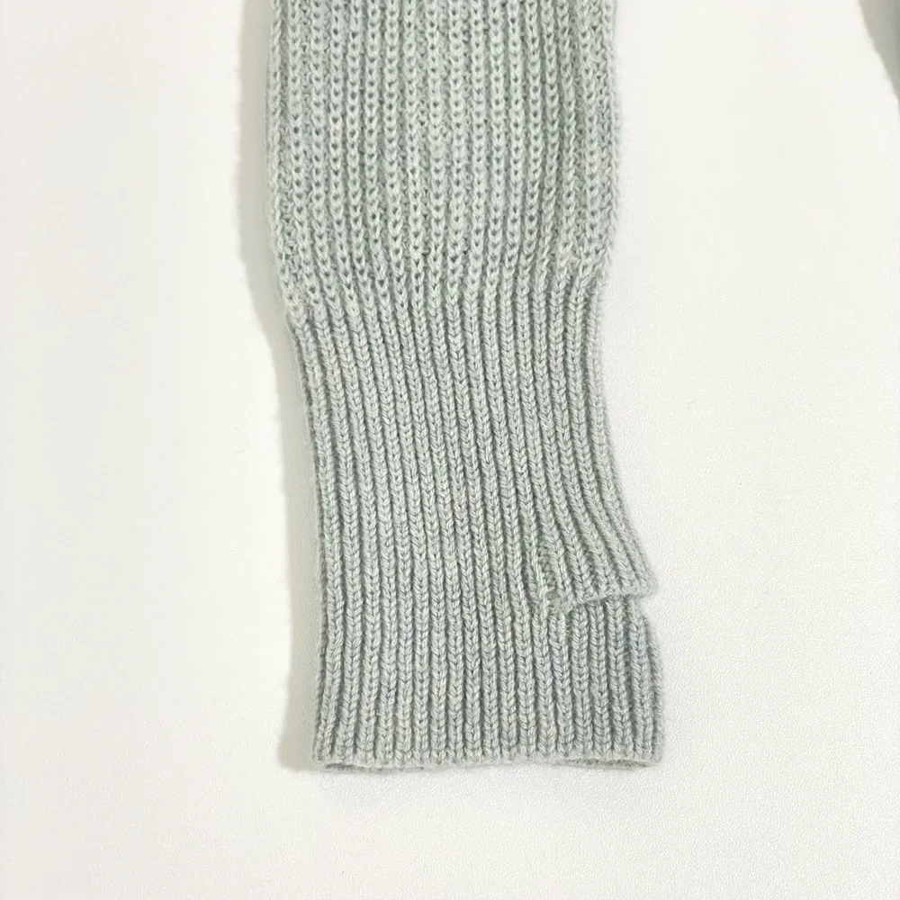 Lululemon Seva Sweater Merino Wool Pointelle Knit High Low Pullover Minty Grey 4
